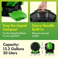 Tumbling Barrel Rolling 50L Composter -Bloom Haven Herbaceous Perennials Deals Store 05 handle