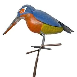 Metal Kingfisher Garden Stake 1m Tall Outdoor Bird Ornament -Bloom Haven Herbaceous Perennials Deals Store 2454 2