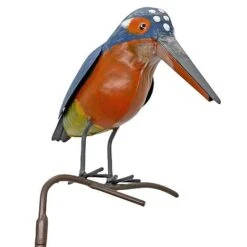 Metal Kingfisher Garden Stake 1m Tall Outdoor Bird Ornament -Bloom Haven Herbaceous Perennials Deals Store 2454 3