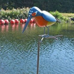 Metal Kingfisher Garden Stake 1m Tall Outdoor Bird Ornament -Bloom Haven Herbaceous Perennials Deals Store 2454 4