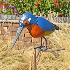 Metal Kingfisher Garden Stake 1m Tall Outdoor Bird Ornament -Bloom Haven Herbaceous Perennials Deals Store 2454 7