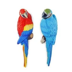 Pair Of Wall Mountable Parrot Bird Garden Ornaments -Bloom Haven Herbaceous Perennials Deals Store 3009 PAIR