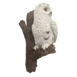 Wall Mountable Snowy Owl Bird On A Branch Garden Ornament -Bloom Haven Herbaceous Perennials Deals Store 3445 SNOW 2