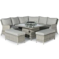 Maze Rattan Oxford Royal Corner Dining Set With Firepit Table -Bloom Haven Herbaceous Perennials Deals Store 403052 20