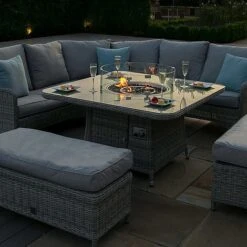 Maze Rattan Oxford Royal Corner Dining Set With Firepit Table -Bloom Haven Herbaceous Perennials Deals Store 403052 4