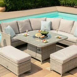 Maze Rattan Oxford Royal Corner Dining Set With Firepit Table -Bloom Haven Herbaceous Perennials Deals Store 403052 9