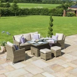 Maze Rattan Luxury Winchester Sofa Dining Set With Ice Bucket And Rising Table 7 Seat -Bloom Haven Herbaceous Perennials Deals Store 450098 3