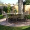 Albany Garden Rectangular Rattan Dining Set 6 Seater Oatmeal Stackable