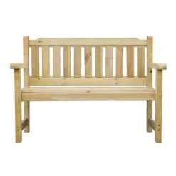 Waltons 2 Seater Pressure Treated Wooden Garden Bench 4ft 20 Waltons 2 Seater Pressure Treated Wooden Garden Bench 4ft -Bloom Haven Herbaceous Perennials Deals Store 4ft Bench Front White Background