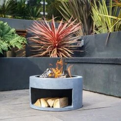 Firebowl & Round Console Cement H32Cm D58Cm -Bloom Haven Herbaceous Perennials Deals Store 996767 3