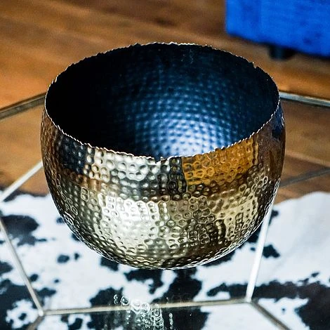 Hammered Bowl Gold/Black 30Cm 3 Hammered Bowl Gold/Black 30Cm - Image 3