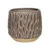 Arles Leaf Embossed Mocha Planter H17Cm D18Cm
