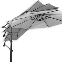 Idooka 300cm Grey Cantilever Garden Parasol - Patio Umbrella & Sun Shade -Bloom Haven Herbaceous Perennials Deals Store Adjustable1