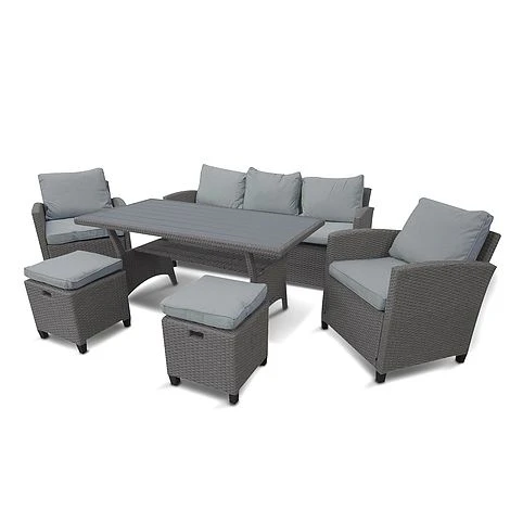 Rowlinson Garden Albany Rattan Sofa Dining Set 7 Seat Grey 2 Rowlinson Garden Albany Rattan Sofa Dining Set 7 Seat Grey - Image 2
