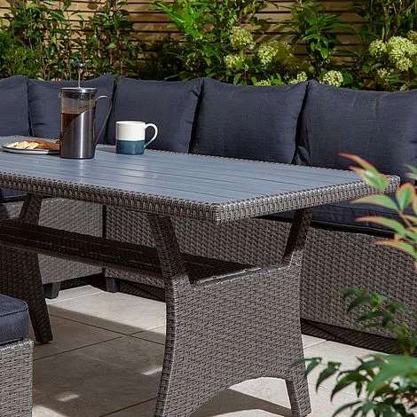 Rowlinson Garden Rattan Corner Sofa Dining Set Grey 8 Seater 3 Rowlinson Garden Rattan Corner Sofa Dining Set Grey 8 Seater - Image 3