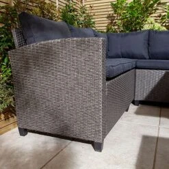 Rowlinson Garden Deluxe Rattan Corner Sofa Dining Set 8 Seat Grey -Bloom Haven Herbaceous Perennials Deals Store AlbanyCornerset Grey 04