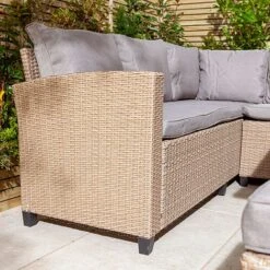 Rowlinson Garden Deluxe Rattan Corner Sofa Dining Set 8 Seat Oatmeal -Bloom Haven Herbaceous Perennials Deals Store AlbanyCornerset Wheat 04