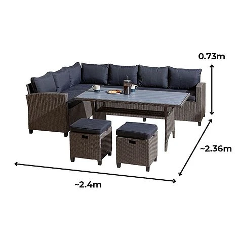 Rowlinson Garden Rattan Corner Sofa Dining Set Grey 8 Seater 8 Rowlinson Garden Rattan Corner Sofa Dining Set Grey 8 Seater - Image 8