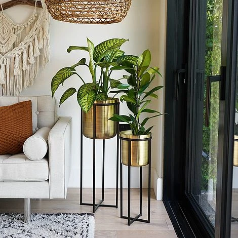 Calla Planter Stand Black/Antique Gold H78CM D29CM 2 Calla Planter Stand Black/Antique Gold H78CM D29CM - Image 2