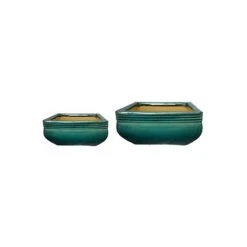 Square Bonsai Planter Teal Set Of 2