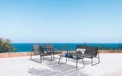 Idooka 4 Seater Black Mesh Lounge Sofa Set -Bloom Haven Herbaceous Perennials Deals Store Courtyard