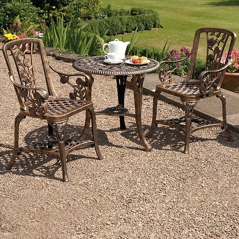 Three-Piece Rose Armchair Bistro Set - Bronze 1 Three-Piece Rose Armchair Bistro Set - Bronze