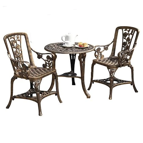 Three-Piece Rose Armchair Bistro Set - Bronze 2 Three-Piece Rose Armchair Bistro Set - Bronze - Image 2