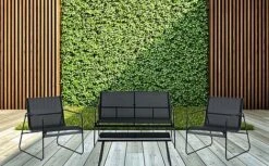 Idooka 4 Seater Black Mesh Lounge Sofa Set -Bloom Haven Herbaceous Perennials Deals Store Deck