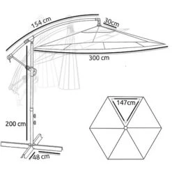 Idooka 300cm Grey Cantilever Garden Parasol - Patio Umbrella & Sun Shade -Bloom Haven Herbaceous Perennials Deals Store Dims2