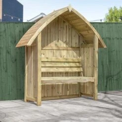 Waltons Wooden Arch Top Garden Pressure Treated Arbour Seat
