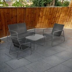 Idooka 4 Seater Black Mesh Lounge Sofa Set -Bloom Haven Herbaceous Perennials Deals Store FD4300500.Lifestyle