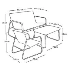Idooka 4 Seater Black Mesh Lounge Sofa Set -Bloom Haven Herbaceous Perennials Deals Store FD4300500.Silhouette