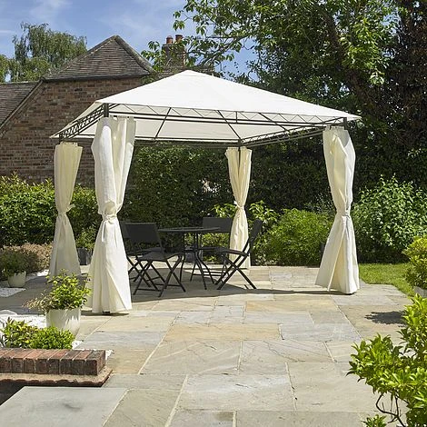 Aphrodite Heavy Duty Garden Gazebo With Side Curtains 2.7m 1 Aphrodite Heavy Duty Garden Gazebo With Side Curtains 2.7m