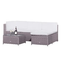 Garden Gear Milan Rattan Lounge Sofa Set - Grey 5 Garden Gear Milan Rattan Lounge Sofa Set - Grey -Bloom Haven Herbaceous Perennials Deals Store FURN MILANLGRE T40541