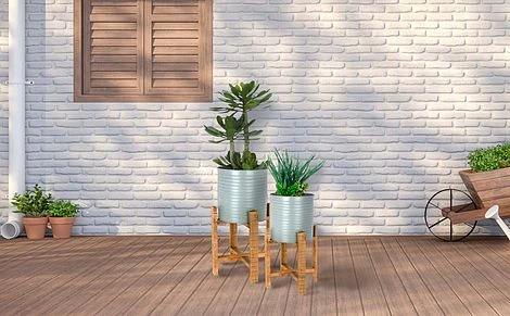 Idooka Metal Barrel Plant Pot Pair With Wooden Stands 7 Idooka Metal Barrel Plant Pot Pair With Wooden Stands - Image 7