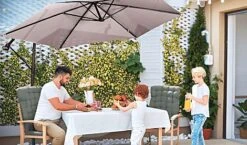 Idooka 300cm Grey Cantilever Garden Parasol - Patio Umbrella & Sun Shade -Bloom Haven Herbaceous Perennials Deals Store Family1