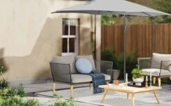 Idooka 300cm Grey Cantilever Garden Parasol - Patio Umbrella & Sun Shade -Bloom Haven Herbaceous Perennials Deals Store Fenced20Patio1