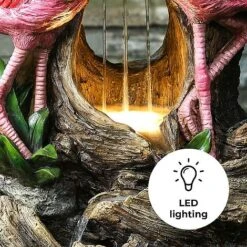 Flamingo LED Garden Water Feature -Bloom Haven Herbaceous Perennials Deals Store Flamingo edit4