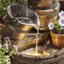 Cascading Barrel Water Feature And Planter 12 Cascading Barrel Water Feature And Planter -Bloom Haven Herbaceous Perennials Deals Store G1393 6 1000x1000 1