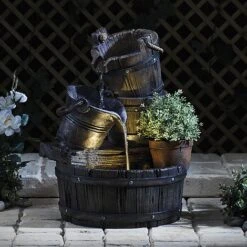 Cascading Barrel Water Feature And Planter 13 Cascading Barrel Water Feature And Planter -Bloom Haven Herbaceous Perennials Deals Store G1393 7 1000x1000 1