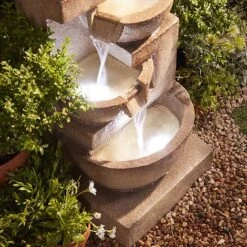 4 Tier Laguna Cascade Water Feature With Light 13 4 Tier Laguna Cascade Water Feature With Light -Bloom Haven Herbaceous Perennials Deals Store G1415 4 Tier Luguna