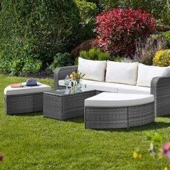 Firenze Five-Section Rattan Daybed - Dark Grey -Bloom Haven Herbaceous Perennials Deals Store G2580 FIRENZE RATTAN DAY BED LS 3