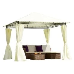 Garden Life 3x3m Metal Gazebo With Cream Roof And Curtains -Bloom Haven Herbaceous Perennials Deals Store G2762 5