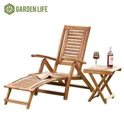 Garden Life Acacia Folding Steamer Deck Chair -Bloom Haven Herbaceous Perennials Deals Store G2858 Acacia Steamer Chair With Table CO 1 logo