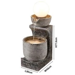 Serenity Bowl Water Feature With Globe Light -Bloom Haven Herbaceous Perennials Deals Store G3888 5