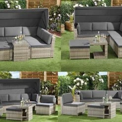 Garden Gear California Rattan Daybed With Canopy -Bloom Haven Herbaceous Perennials Deals Store G3906 4