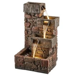 Serenity Cubic Cascading Pebble Wall Water Feature -Bloom Haven Herbaceous Perennials Deals Store G3949 4