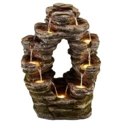 Serenity Double-Sided Rock Cascade Water Feature 8 Serenity Double-Sided Rock Cascade Water Feature -Bloom Haven Herbaceous Perennials Deals Store G3954 4