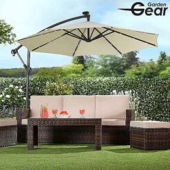 Solar LED Cantilever Parasol -Bloom Haven Herbaceous Perennials Deals Store G3975