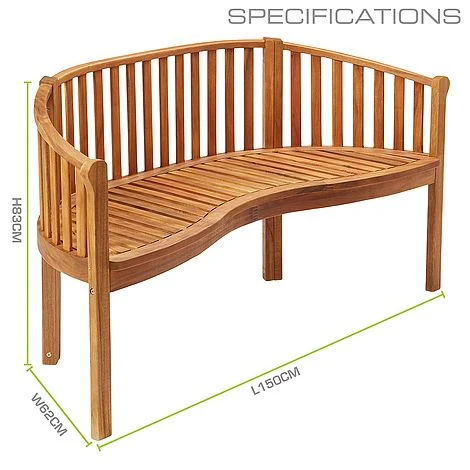 Garden Gear Acacia 3-Person Banana Bench 7 Garden Gear Acacia 3-Person Banana Bench - Image 7